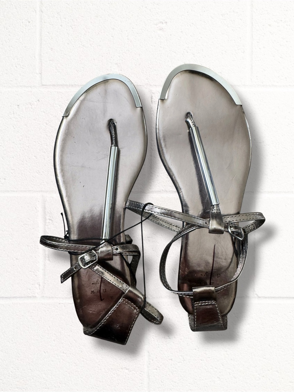NEW a new day Metallic Silver T-Strap Sandals